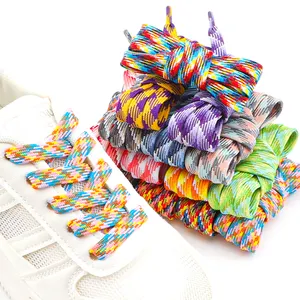 Flat Shoelaces for Sneakers Rainbow Shoelace Colorful Striped Shoe Laces for Woman Man Width 1CM Length 100/120/140/160CM 1 Pair