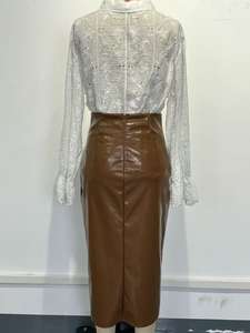 W0917 - Gonna Lunga Marrone Sexy con Spacco Alto e Bottoni, con Tasche, Abbigliamento Donna Moda Primavera Estate 2026 - Product Image 6