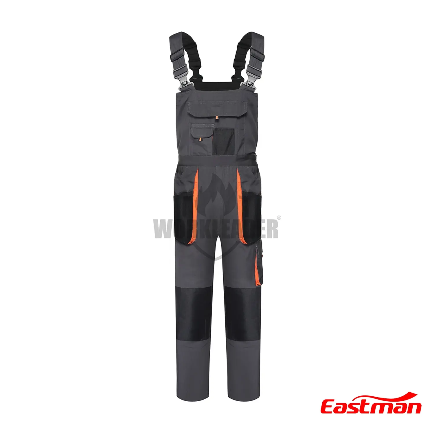 בד workwear אפור ושחור ביב מכנסיים