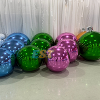 Décoration de boule miroir gonflable, ballon brillant, ampoule miroir, ballon miroir pour décoration de Noël, décoration de fête de vacances
