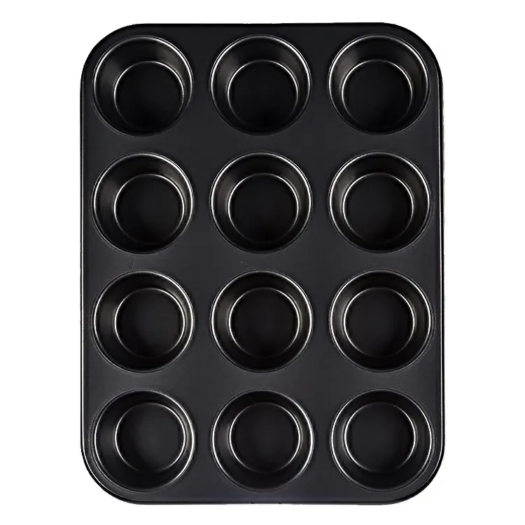Antihaft-Backgeschirr-Gadget Leicht zu lösen 12 Kavitäten/Löcher Cupcake-Pfanne aus Kohlenstoffs tahl Muffin form