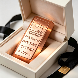 1 Pound 999 Fine Copper Bullion Bar Periodic <b>Table</b> Cu Engraved USA Star Mark Collectible Metal Ingot With Premium Gift Box - Product Image 2