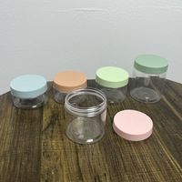Pot en plastique PET de qualité alimentaire 50 ml 100 ml, conteneur cosmétique vide transparent avec couvercle mat coloré pour gommage corporel, masque facial, crème