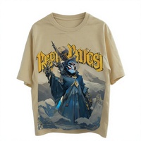 Kaos Pria Statue Liberty Bordir Bunga Cetak Loose Fit Lengan Pendek Streetwear Kasual 220 Gram 100% Katun