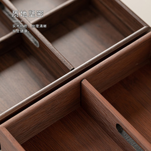 Wooden Dried Fruit Storage <b>Box</b> 4 Compartment With Partitions For Party Snack Display Rectangle Walnut Color Natural Wood - Product Image 4