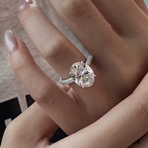 Fine Jewelry Engagement Unisex 1 Carat IGI 18k White Gold Rhodium Plated Classic D Color Filled Oval Cut <b>Diamond</b> <b>Ring</b> - Product Image 1
