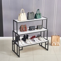Zapatero comercial de estilo moderno, soporte de exhibición, estante de madera ecológico para zapatos de niños, tienda de ropa, armario, bolsa, estante de isla