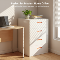 Meuble de classement à tiroirs latéraux avec serrure à clé, en acier moderne, mobile, pour rangement à domicile/bureau/chambre/atelier, blanc/orange, gain de place