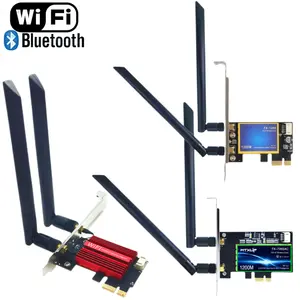 Kartu jaringan nirkabel WIFI PCI-E, 1200Mbps PCI-E kartu Desktop 802.11AC 2 in 1 Dual Band 2.4G 5G PCI e PCIe 1200M WIFI Bluetooth Adapter