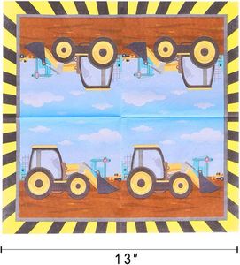 Modernos Artículos para Fiestas Temáticas de Construcción, Paquete de 24 Unidades, Platos, Servilletas, Vasos y Cubiertos Desechables de Papel para Cumpleaños Infantiles - Product Image 1