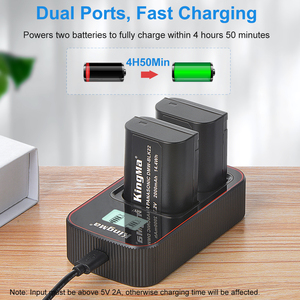 แบตเตอรี่ลิเธียมแบบชาร์จไฟได้ Kingma DMW-BLK22 (แพ็คคู่) และเครื่องชาร์จแบบจอ LCD คู่ Type-C สำหรับ Lumix <span class=keywords><strong>S5</strong></span> - Product Image 6