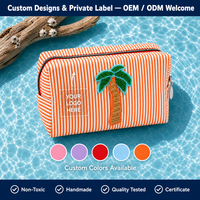 Handgemaakte kralen tas met strepen, rits, cosmeticaschuitje, 3D fruit icon, zaadkraal, op maat gemaakte groothandel, zomer strand portemonnee, lage minimale bestelhoeveelheid, OEM