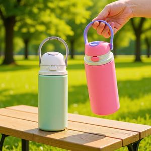 Leak-proof trẻ em chai biểu tượng tùy chỉnh 2-in-1 <span class=keywords><strong>SIP</strong></span> Chug chai với khóa an toàn push-nút chai nước với rơm và xử lý - Product Image 2