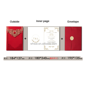 Nhiều màu sắc trong kho thiết kế đặc biệt tùy chỉnh in ấn vàng <span class=keywords><strong>laser</strong></span> cắt Đảng Thiệp mời đám cưới - Product Image 6