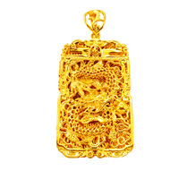 Collar con Colgante de Dragón Clásico Chapado en Oro de 24k, Joyería Hip Hop para Hombres y Mujeres
