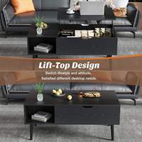 Nouvelle table basse carrée en bois durable, convertible et pliable, pour petit salon, avec étagère de rangement et compartiment caché, design moderne