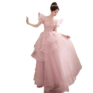 Pink Ball Gown Sweetheart Neckline Empire Waist 3D Patterns Candy Color Evening Dress For Banquets Coming Of Age Ceremony - Product Image 5