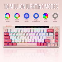 KF101 Monitor eksternal tiga mode, lampu latar RGB bahan ABS multifungsi Keyboard mekanis Rocker