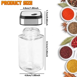 2025 salière et poivrière <span class=keywords><strong>de</strong></span> cuisine 120ml avec trous <span class=keywords><strong>de</strong></span> coulée réglables pots à épices en verre carrés avec couvercles rotatifs en acier inoxydable - Product Image 2
