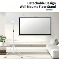 Écran de projection portable pour home cinéma, cadre extérieur blanc mat, 4K 3D Full HD, trépied
