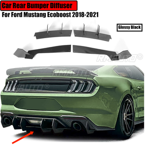 ลิ้นกันชนหลังสำหรับ Ford Mustang Ecoboost 2018-2021 ดิฟฟิวเซอร์ สปอยเลอร์ สปลิตเตอร์ ป้องกันรอยขีดข่วน ชุดแต่ง บอดี้คิท สีดำเงา ปี 2020 2019 - Product Image 1
