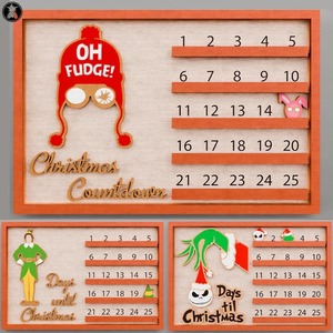 Wooden Christmas Countdown Calendar, Bestselling Cross-Border Christmas <b>Grinch</b> Crafts Decorations, Wooden Wall Decor - Product Image 5