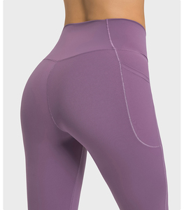 Bestseller Crossover-Taille Bauchkontrolle Yoga-Hose Sportbekleidung 2-Seitentaschen-Design Feine Nähte Kein Camel-Toe-Effekt Damen-Leggings - Product Image 5