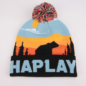 Manufacture Designer Knitted <strong>Pom</strong> <strong>Pom</strong> Sport Embroidered Logo Golf Bobble Hats Winter Custom <strong>Beanie</strong> Knit Toque <strong>Beanie</strong> With Logo - Product Image 3