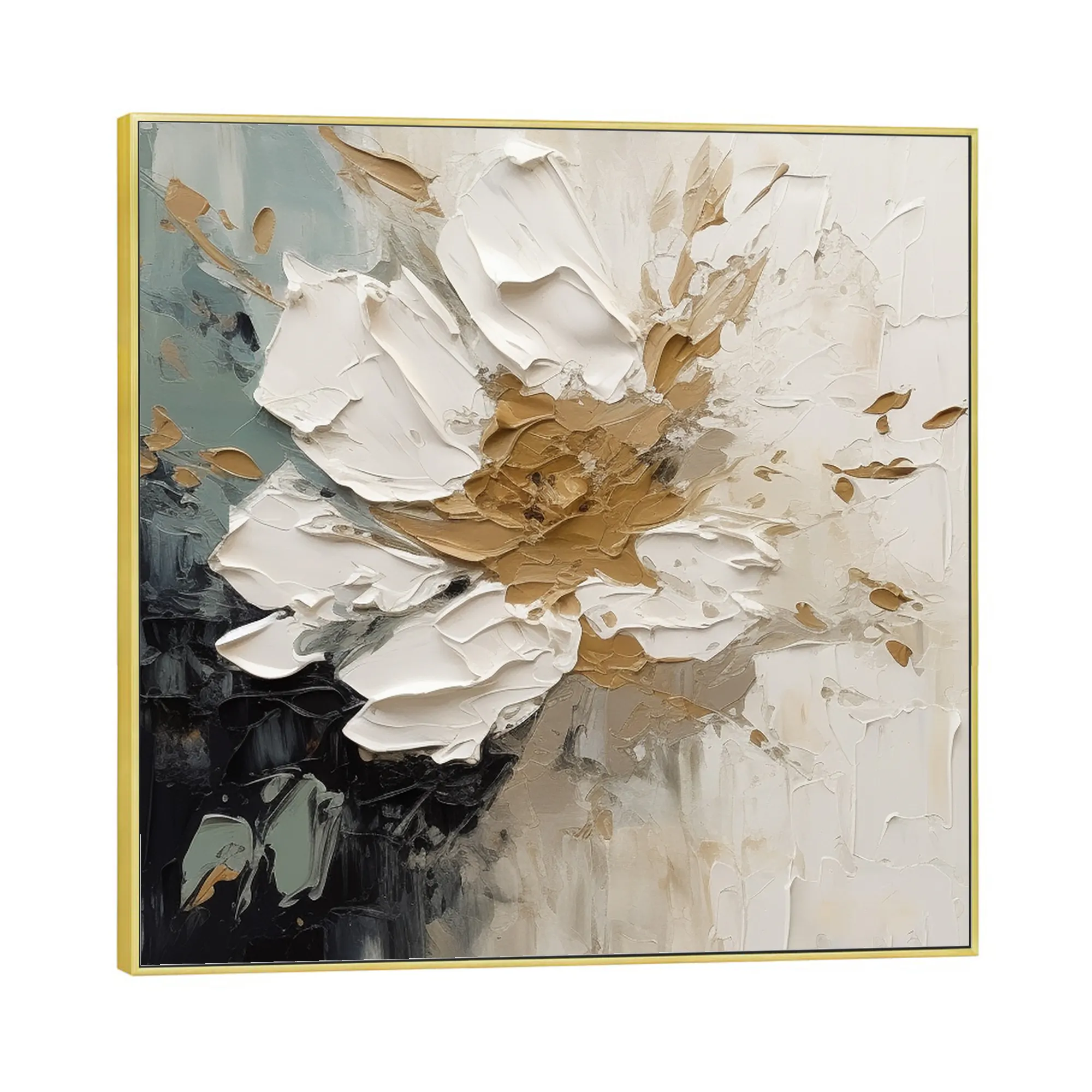 White Flower Oil Painting Abstract White Flower Wall Art Blooming White Floral Oil Painting Modern Living Room Wall Decor