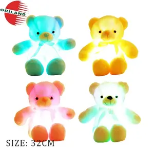 Mainan mewah beruang teddy menyala lembut 32cm atau kustom 4 warna mainan boneka binatang beruang super lucu untuk hadiah anak perempuan