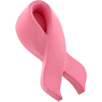 Ballon anti-stress en PU rose en forme de ruban pour la sensibilisation au cancer du sein, vente en gros promotionnelle