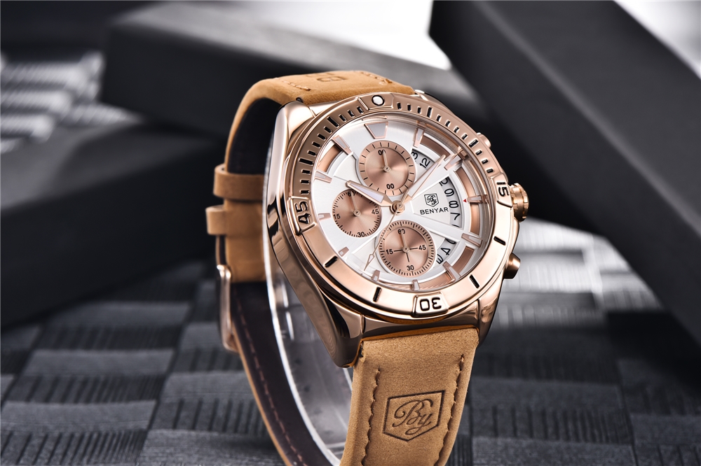 BENYAR 5180 New Model Quartz Watch for Men Fashion Chronograph Watch Top Luxury Brand Men Wristwatches