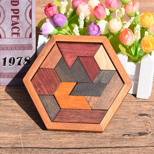 Casse-tête multifonctionnel en bois à <span class=keywords><strong>géométrie</strong></span> hexagonale Tangram Montessori Géométrique Aides pédagogiques Jouets pour enfants Garçons Filles - Product Image 4