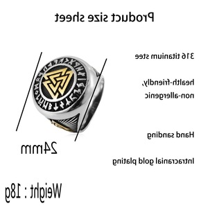 yunnique Men's Celtic Wedding <b>Ring</b> Steel And Gold Geometric Viking Nordic Triangle Symbol Fashion <b>Ring</b> - Product Image 2