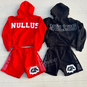 Custom High Quality Shorts Tracksuit Set 100% Cotton Streetwear Distressed Custom Hoodie and Shorts Set Two Piece <b>Jogging</b> <b>Suit</b> - Product Image 1