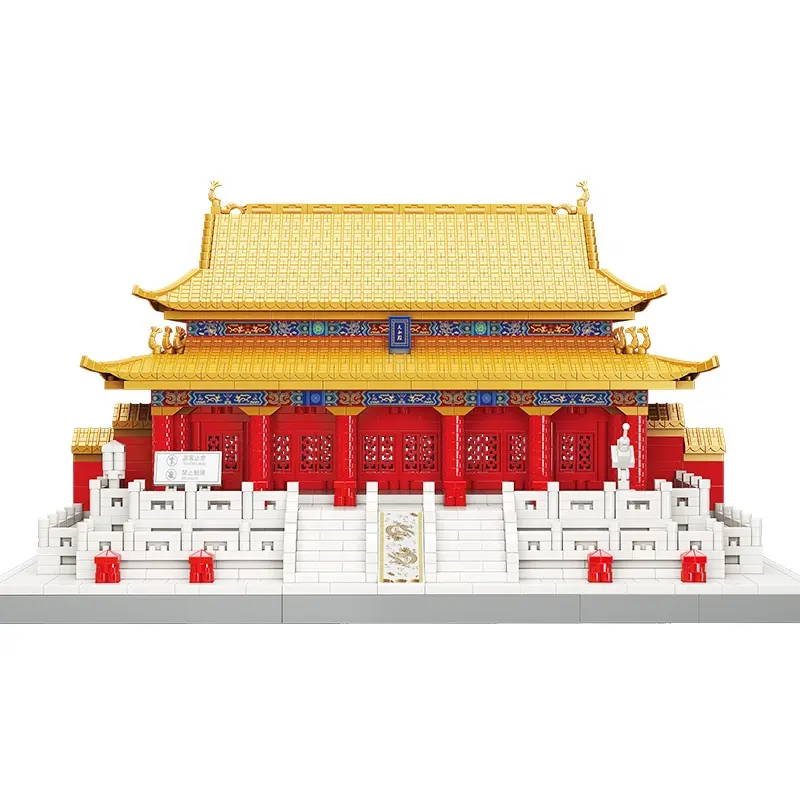 Chinese Palace Traditional Building Simulation DIY Yuanmingyuan Turret Hall of Harmony Bricks Sets For Decoration Toys
