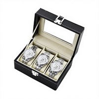 Prêt à Expédier Haute Qualité Luxe Noir Cuir PU 5 Emplacements Boîte Organisateur Présentoir Rangement pour Montres