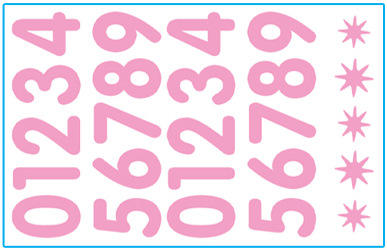 Large numbers 0 - 9 (pink)
