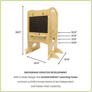 Longtu Handicrafts Children's Learning Tower Step Stool With Handrails Durable Solid Wood For Kids <b>Kitchen</b> Use - Product Image 2