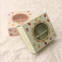 Boîte à macarons en carton blanc avec fenêtre transparente, type tiroir, pour chocolats et desserts