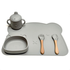 100% cấp thực phẩm Silicone BPA miễn phí bé ăn thiết lập trẻ em ăn tối đặt không độc hại hút mạnh mẽ không trượt bộ bé ăn - Product Image 5