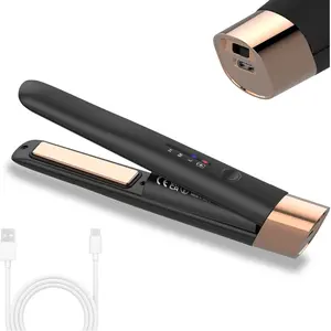 Ferro liso para modelagem sem fio 2 em 1 com recarga USB-C alisador de cabelo ondulador de aquecimento rápido placas flutuantes de titânio