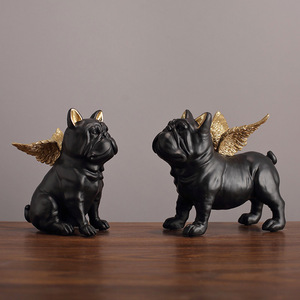 Adorno de Resina con Forma de Cachorro Ángel, Blanco y Negro, Decoración Artística para el Hogar, Juego de Dos Piezas - Product Image 1