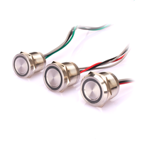 Interrupteur tactile étanche en acier inoxydable avec indicateur LED bleu 12 V, interrupteur piézoélectrique LED 22 mm IP68
