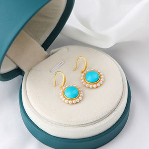 Pendientes de plata de ley 2020 con diseño bonito, accesorios de joyería turquesa, pendientes de perlas, fabricante de china, 925 - Product Image 5