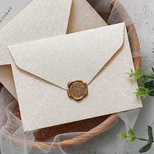 11*16,5 см льняная текстурированная бумага высокого качества достойное Свадебное приглашение поздравительная открытка с восковой печатью