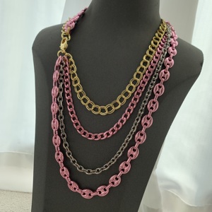 Collar multicapa hecho a mano, collar dulce y fresco para mujer, cadena cubana, cadena de Nariz de cerdo, collar metálico nuevo - Product Image 2