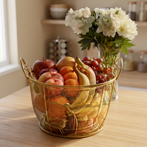 Panier à fruits en métal avec motif d'oiseau décoratif, corbeille à fruits en fil métallique, panier de rangement pour fruits et légumes sur comptoir de cuisine - Product Image 6