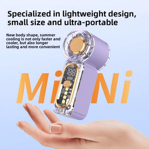 Mini ventilateur portable rechargeable par USB, moteur sans balais, faible bruit, affichage numérique haute vitesse, plastique durable - Product Image 2