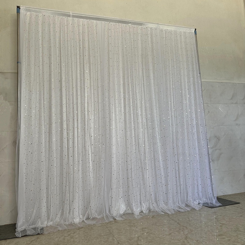 drapé en soie glacée blanche + tulle blanc